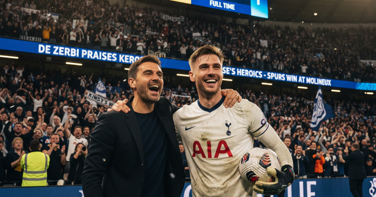 De Zerbi Praises Kinsky's Heroics as Tottenham Secures Crucial Win at Wolves